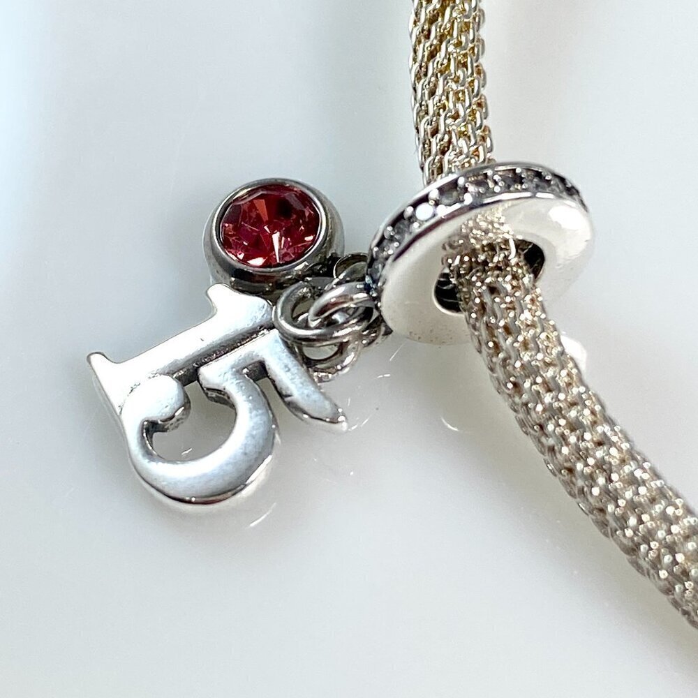 Sterling Silver 15th Birthday with Birthstone Dangle Charm  - CUSTOMIZABLE